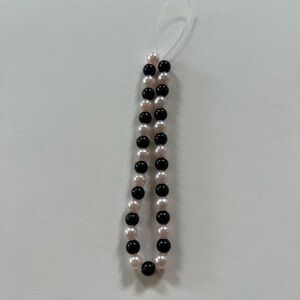 Black and Pink Beaded Phone Charm